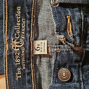 Abercrombie & Fitch Jeans Womens 6 Boyfriend Straight Distressed Button Fly Dark